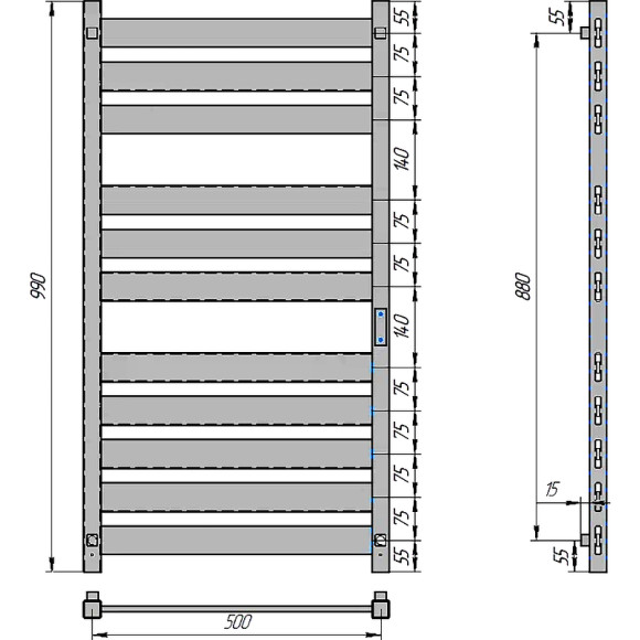 Электрический полотенцесушитель Grois Mario GR-142 500x1000 П 11 Ral 9003 U Белый матовый