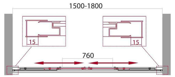 Шторка на ванну BelBagno Unique VF-2 180 профиль Хром стекло прозрачное