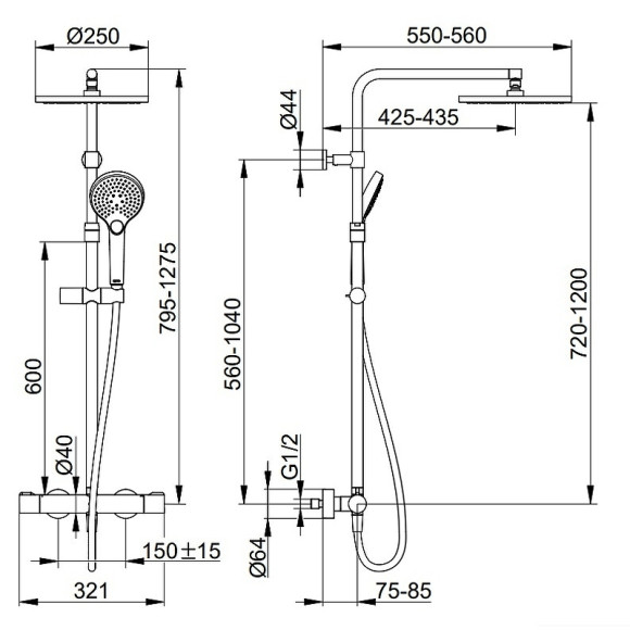 Душевая система Keuco Plan Blue 53926012321 с термостатом Хром Душевая система Keuco Plan Blue 53926012321 с термостатом Хром