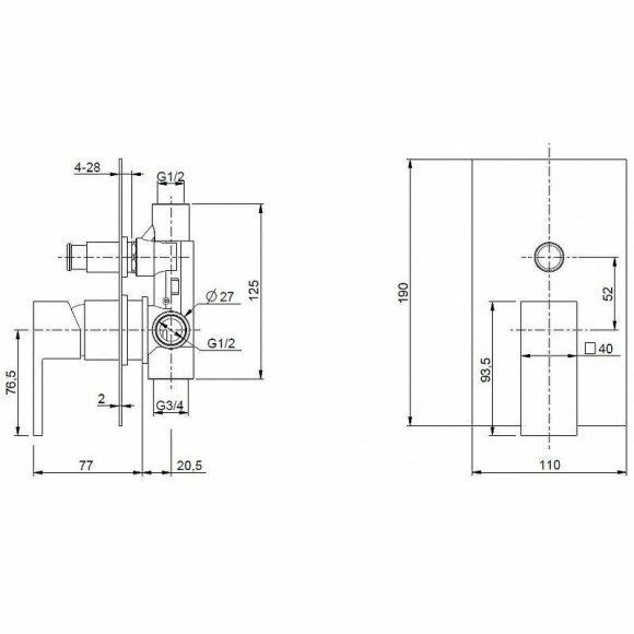Смеситель для душа Cezares Unika UNIKA-VDIM-02 Бронза