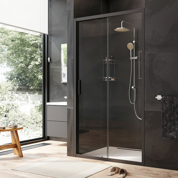 Душевая дверь AM.PM Gem Solo 110 W90G-110-1-195BT профиль Черный матовый стекло прозрачное Душевая дверь AM.PM Gem Solo 110 W90G-110-1-195BT профиль Черный матовый стекло прозрачное