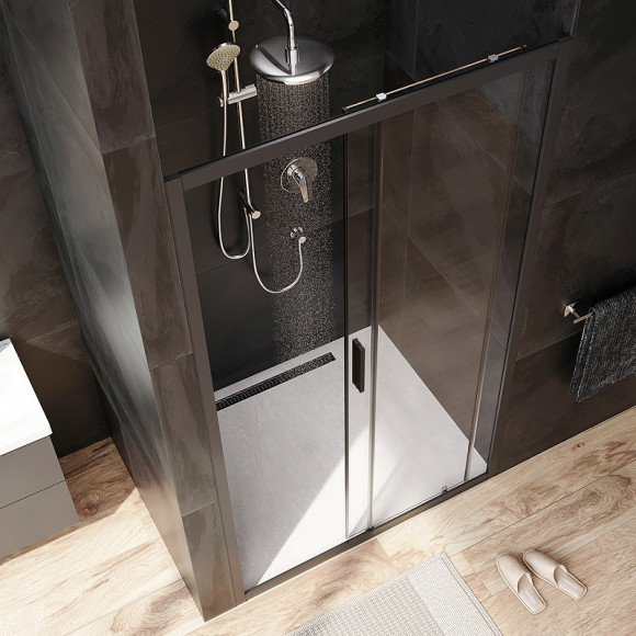 Душевая дверь AM.PM Gem Solo 110 W90G-110-1-195BT профиль Черный матовый стекло прозрачное Душевая дверь AM.PM Gem Solo 110 W90G-110-1-195BT профиль Черный матовый стекло прозрачное