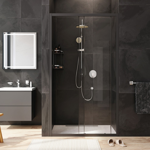 Душевая дверь AM.PM Gem Solo 110 W90G-110-1-195BT профиль Черный матовый стекло прозрачное Душевая дверь AM.PM Gem Solo 110 W90G-110-1-195BT профиль Черный матовый стекло прозрачное