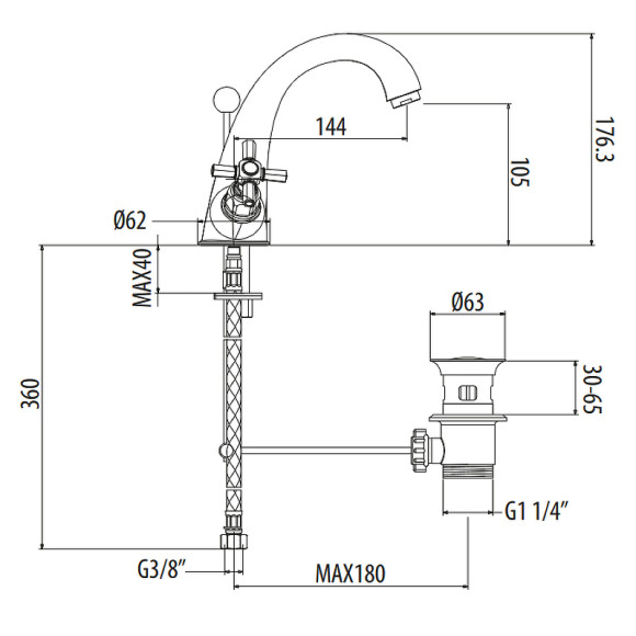Смеситель для раковины Gattoni TRD TR320/18C0 Хром Смеситель для раковины Gattoni TRD TR320/18C0 Хром