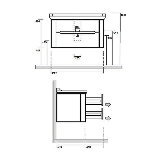 Тумба под раковину Kerasan Waldorf 74 925630 подвесная Bi vaniglia matt