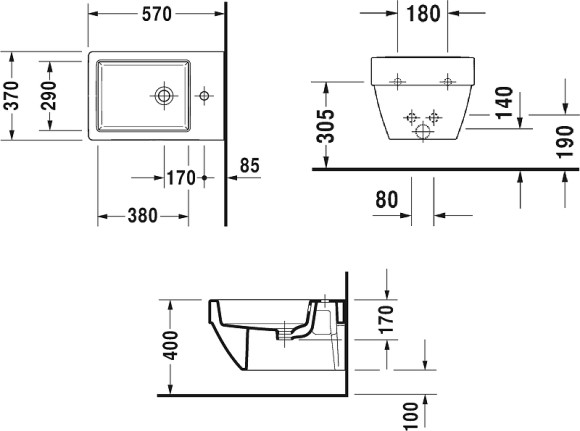 Биде Duravit Vero Air 2274150000 подвесное Белое