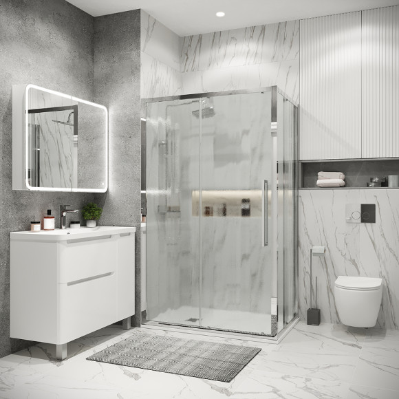 Душевой уголок Grossman Cosmo 120х80 120.K33.02.1280.10.02 профиль Хром стекло шиншилла Душевой уголок Grossman Cosmo 120х80 120.K33.02.1280.10.02 профиль Хром стекло шиншилла