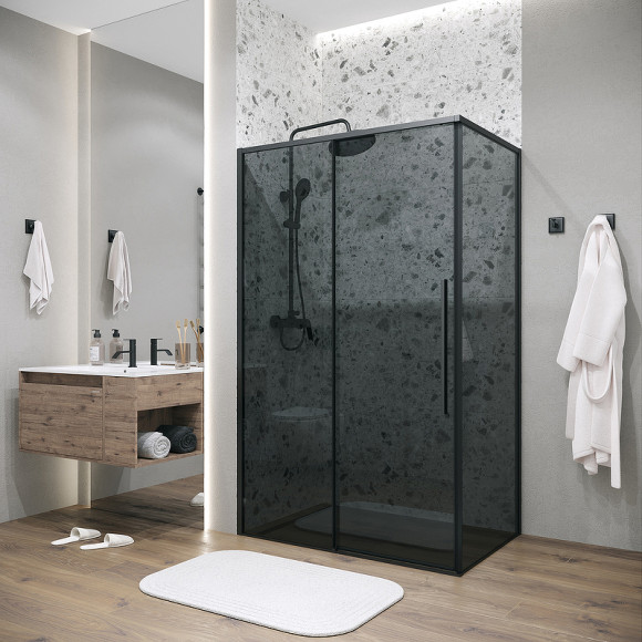 Душевая стенка Grossman Galaxy 80 200.K33.01.80.21.10 профиль Черный матовый стекло тонированное