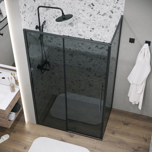 Душевая стенка Grossman Galaxy 80 200.K33.01.80.21.10 профиль Черный матовый стекло тонированное