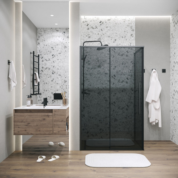 Душевая стенка Grossman Galaxy 80 200.K33.01.80.21.10 профиль Черный матовый стекло тонированное