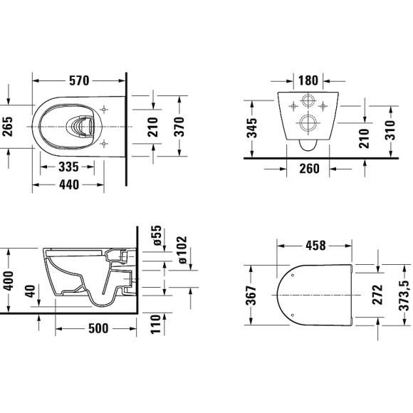 Унитаз Duravit ME by Starck 45790920A1 подвесной с сиденьем Микролифт Унитаз Duravit ME by Starck 45790920A1 подвесной с сиденьем Микролифт
