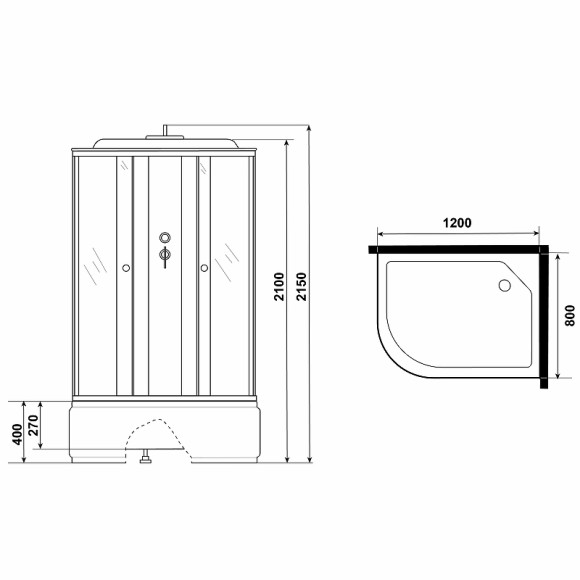 Душевая кабина Niagara Eco 120x80 R E120/80/40R/MT без гидромассажа