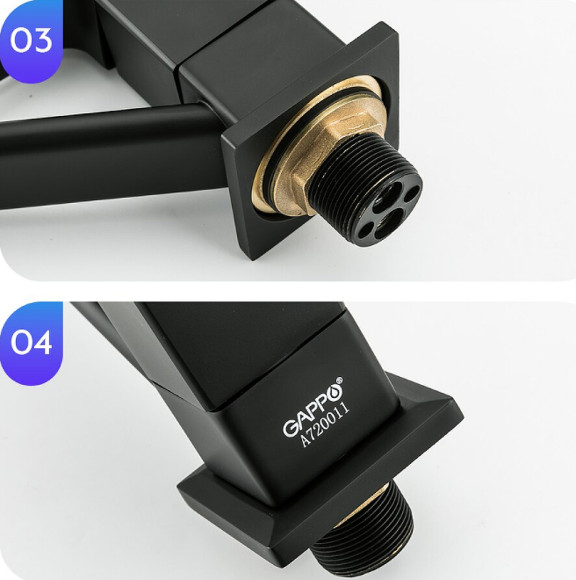 Смеситель для кухни Gappo G17-6 G4517-6 Черный матовый