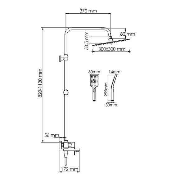 Душевая система WasserKRAFT Abens A277.162.130.BM Черная матовая Душевая система WasserKRAFT Abens A277.162.130.BM Черная матовая