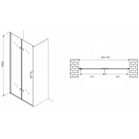 Душевая дверь Abber Zart 70 AG08070P профиль Хром стекло прозрачное Душевая дверь Abber Zart 70 AG08070P профиль Хром стекло прозрачное