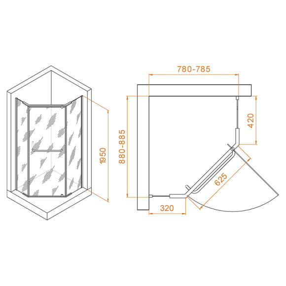 Душевой уголок RGW Passage PA-091B 90x80 35089189-14 профиль Черный стекло прозрачное