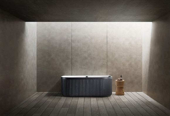 Ванна из искусственного камня Abber Leipzig 170x80 AM9916BW Черно-белая матовая без гидромассажа