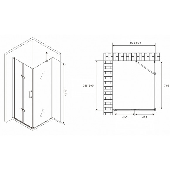 Душевой уголок Abber Zart 90x80 AG08090P-S81 профиль Хром стекло прозрачное Душевой уголок Abber Zart 90x80 AG08090P-S81 профиль Хром стекло прозрачное