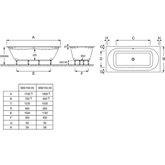 Ванна из материала Flight Jacob Delafon Odeon Rive Gauche 170x75 E6D152-00 без гидромассажа Ванна из материала Flight Jacob Delafon Odeon Rive Gauche 170x75 E6D152-00 без гидромассажа