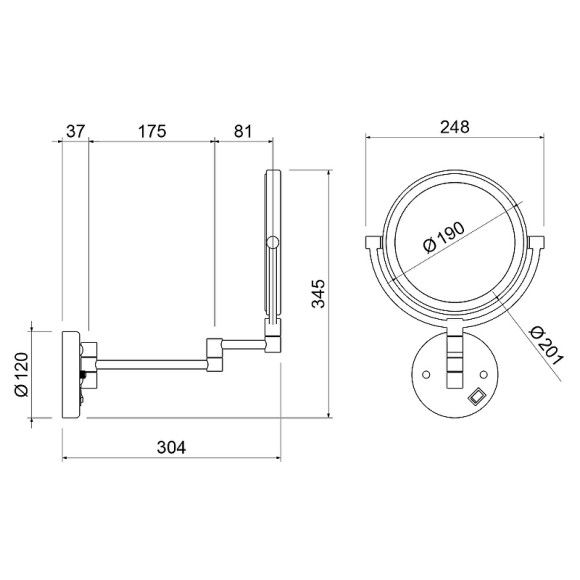 Косметическое зеркало Timo Saona 13376/17 с увеличением с подсветкой Золото матовое