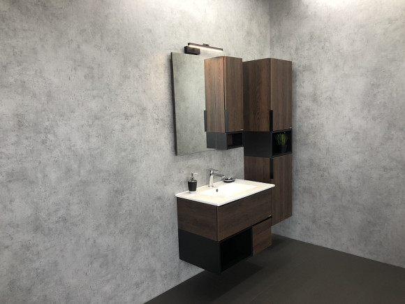 Зеркало со шкафом Comforty Франкфурт 75 00004151044 Дуб шоколадно-коричневый Черное матовое