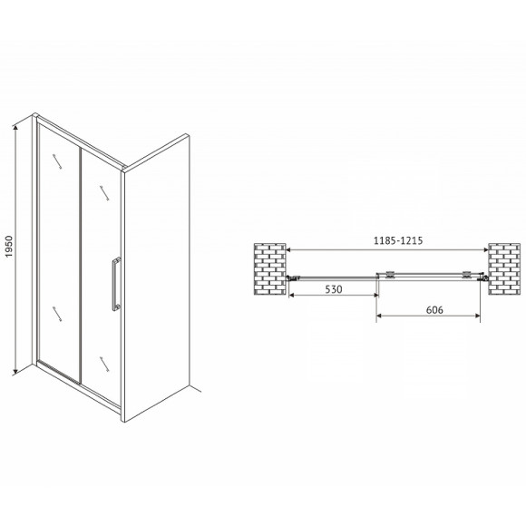 Душевая дверь Abber Schwarzer Diamant 120 AG30120MH профиль Хром стекло матовое Душевая дверь Abber Schwarzer Diamant 120 AG30120MH профиль Хром стекло матовое