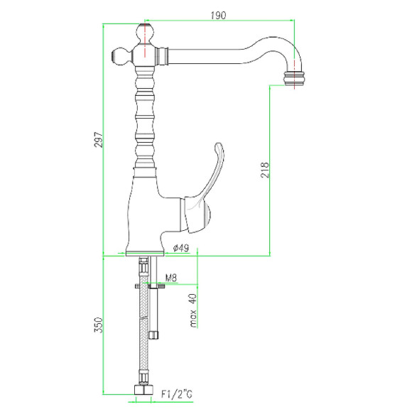 Смеситель для раковины Webert Aurora AU831802010 Золото Смеситель для раковины Webert Aurora AU831802010 Золото