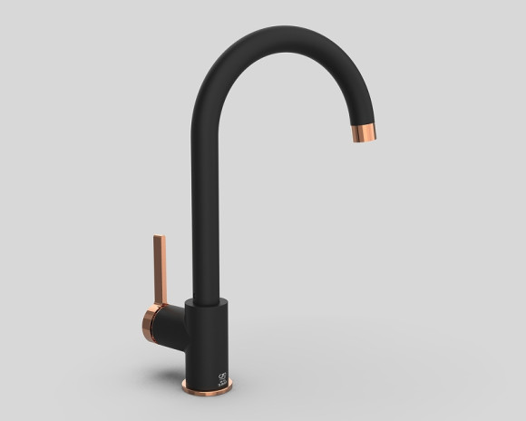 Смеситель для кухни GPD Gildo MTE165-S-R Черный Розовое золото