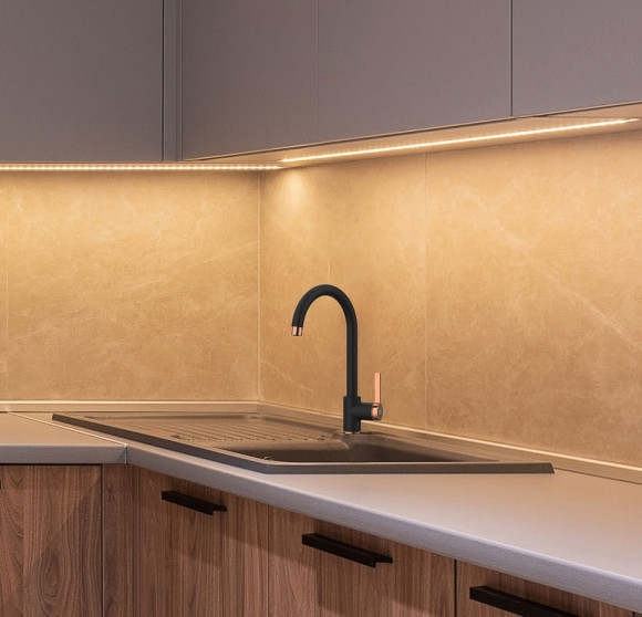 Смеситель для кухни GPD Gildo MTE165-S-R Черный Розовое золото