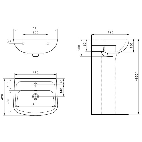 Раковина Santek Лонги 50 1WH501754 Белая