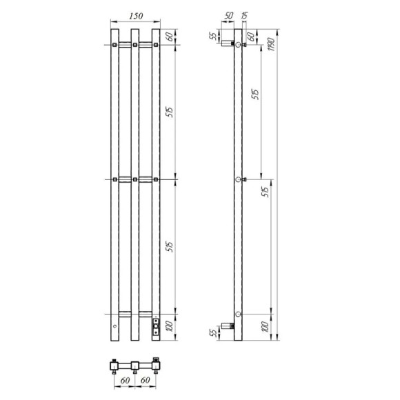 Электрический полотенцесушитель Point Гермес PN13822W П3 120x1200 диммер справа Белый Электрический полотенцесушитель Point Гермес PN13822W П3 120x1200 диммер справа Белый