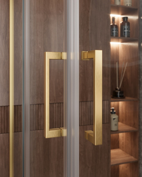 Душевой уголок Cezares Molveno 120x120 MOLVENO-A-22-90+30-C-BORO-IV профиль Брашированное золото стекло прозрачное