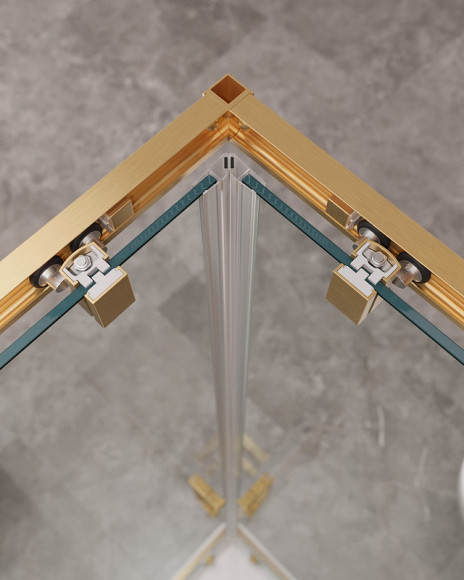 Душевой уголок Cezares Molveno 120x120 MOLVENO-A-22-90+30-C-BORO-IV профиль Брашированное золото стекло прозрачное