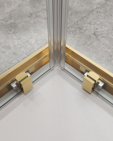 Душевой уголок Cezares Molveno 120x120 MOLVENO-A-22-90+30-C-BORO-IV профиль Брашированное золото стекло прозрачное