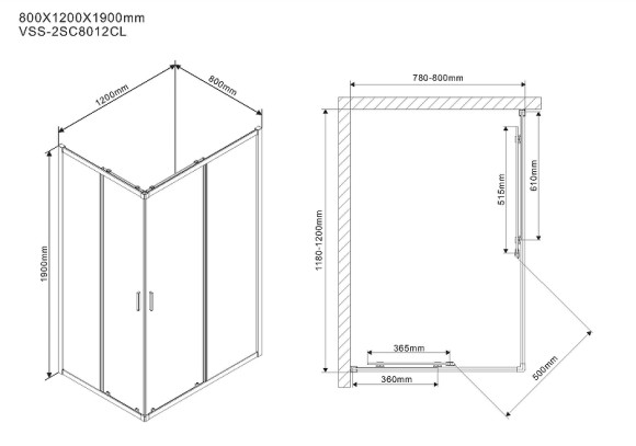 Душевой уголок Vincea Scala 120х80 VSS-2SC8012CL профиль Хром стекло прозрачное