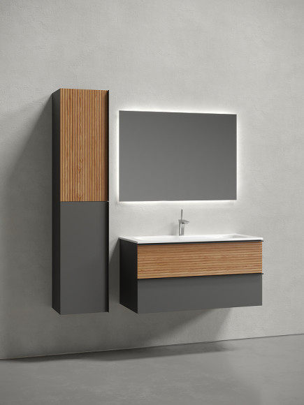 Тумба под раковину Sancos Delta 100 DL100GR подвесная Дуб красный Графит