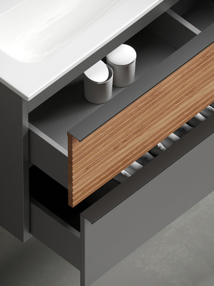 Тумба под раковину Sancos Delta 100 DL100GR подвесная Дуб красный Графит