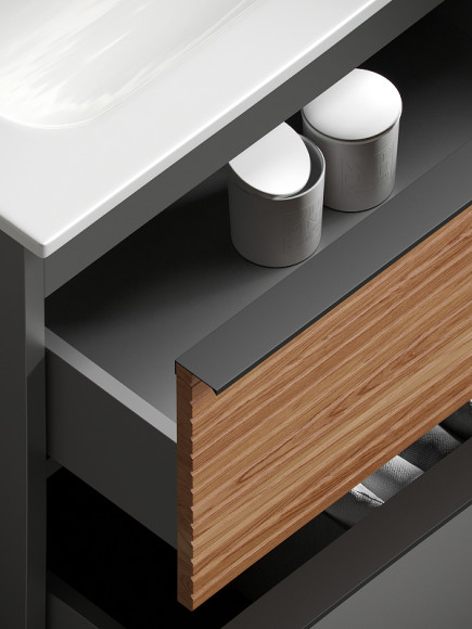 Тумба под раковину Sancos Delta 100 DL100GR подвесная Дуб красный Графит