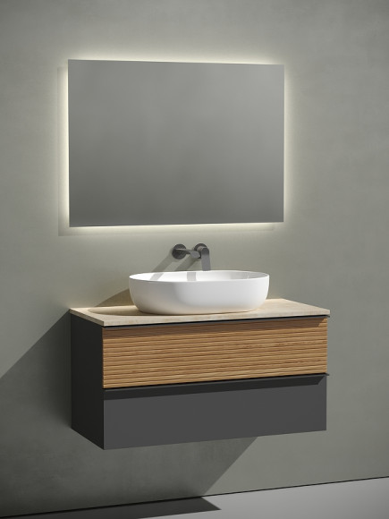 Тумба под раковину Sancos Delta 100 DL100GR подвесная Дуб красный Графит