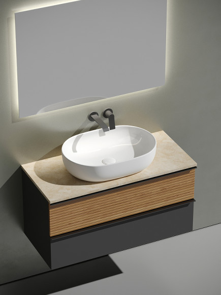 Тумба под раковину Sancos Delta 100 DL100GR подвесная Дуб красный Графит