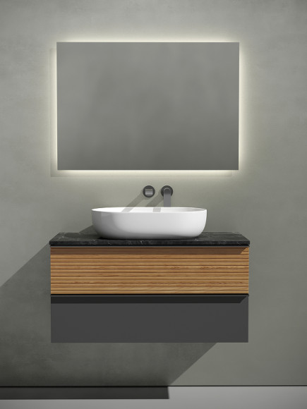 Тумба под раковину Sancos Delta 100 DL100GR подвесная Дуб красный Графит