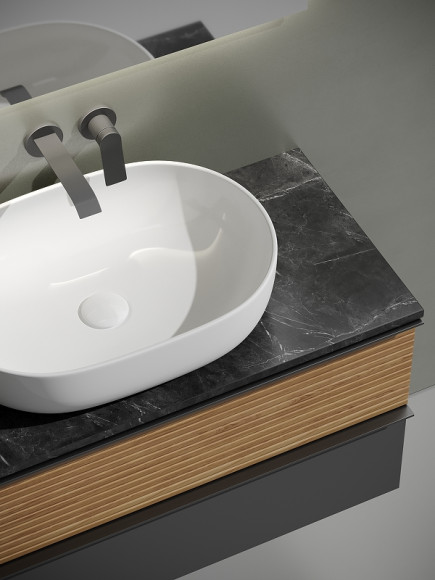 Тумба под раковину Sancos Delta 100 DL100GR подвесная Дуб красный Графит