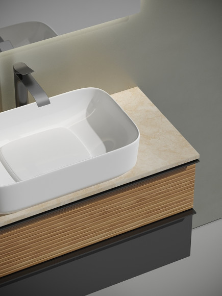 Тумба под раковину Sancos Delta 100 DL100GR подвесная Дуб красный Графит