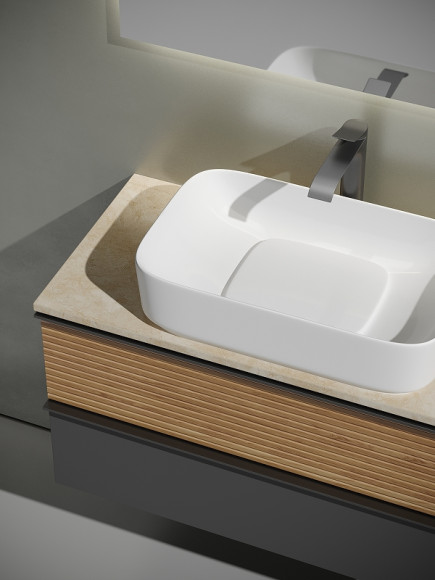 Тумба под раковину Sancos Delta 100 DL100GR подвесная Дуб красный Графит