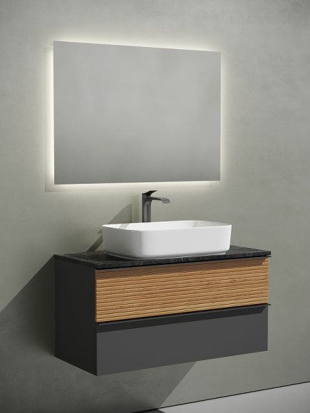 Тумба под раковину Sancos Delta 100 DL100GR подвесная Дуб красный Графит