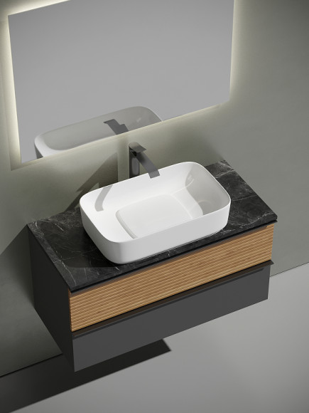 Тумба под раковину Sancos Delta 100 DL100GR подвесная Дуб красный Графит