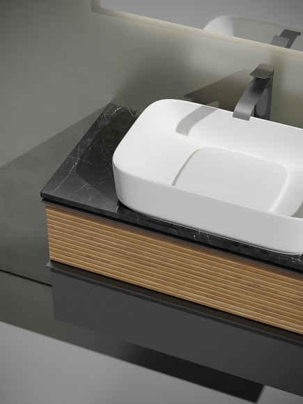 Тумба под раковину Sancos Delta 100 DL100GR подвесная Дуб красный Графит