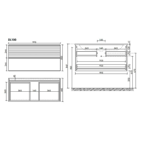 Тумба под раковину Sancos Delta 100 DL100GR подвесная Дуб красный Графит