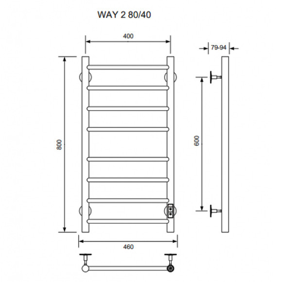 Электрический полотенцесушитель Ника Way-2 80/40 U Хром