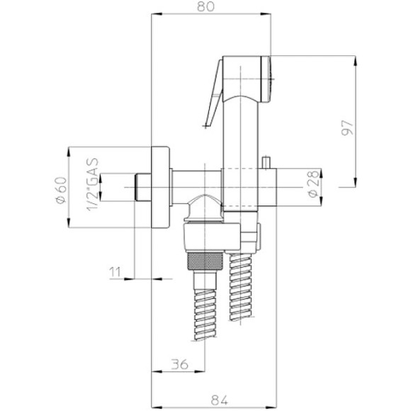 Гигиенический душ с запорным вентилем Bossini Paloma E57006B.030 Хром Гигиенический душ с запорным вентилем Bossini Paloma E57006B.030 Хром